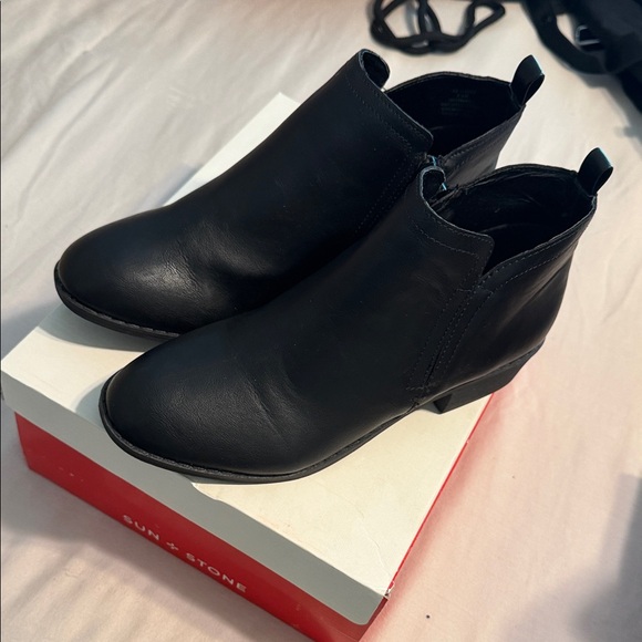 Sun + Stone Shoes - Sun + Stone Black Leather Ankle Booties